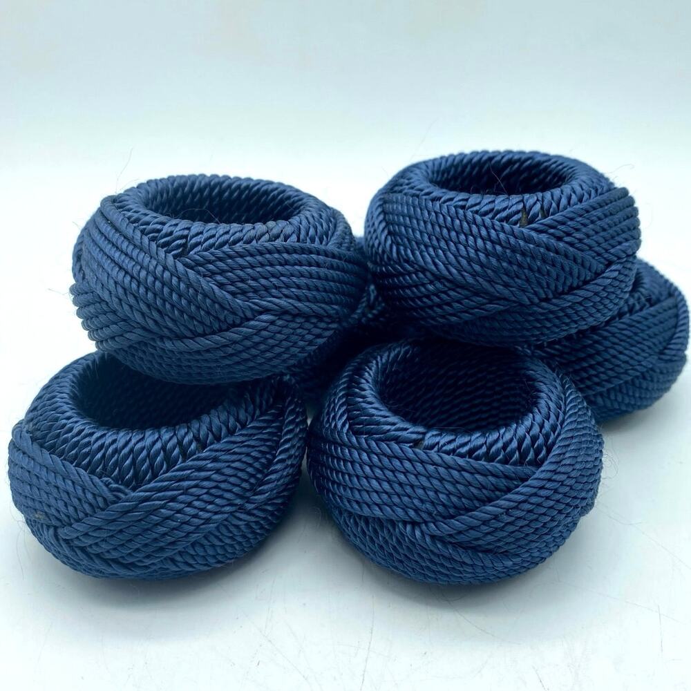Von Gern Home Navy Rope Napkin rings‎ set of 6